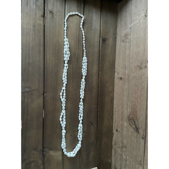 Vintage Shell Lei - Necklace - Multi-strand Of Shells - 34” - Pure White - Picture 3 of 8
